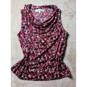 Jones Studio Separates  Abstract Cowl Neck Sleeveless Top PS 90s style Mob wife
